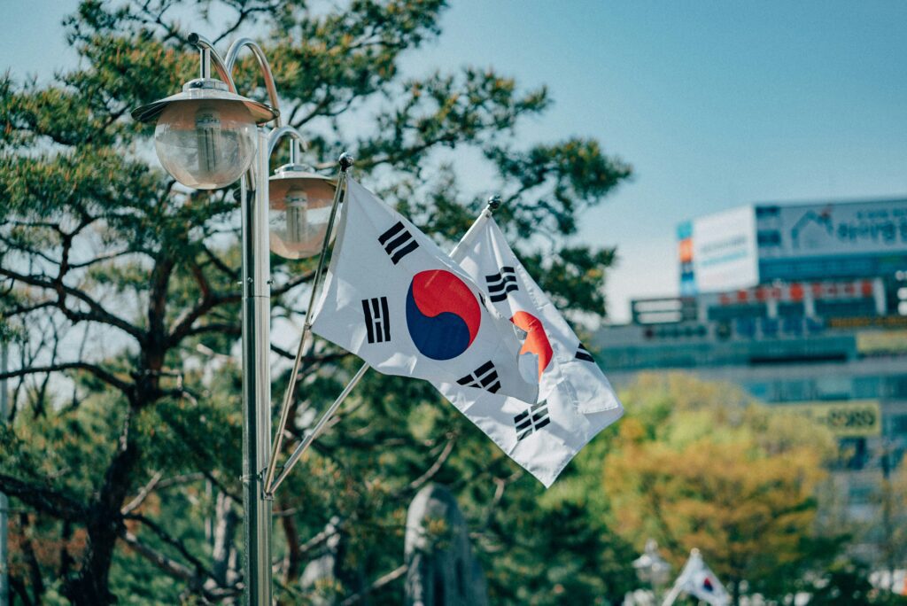 Two Korean flags