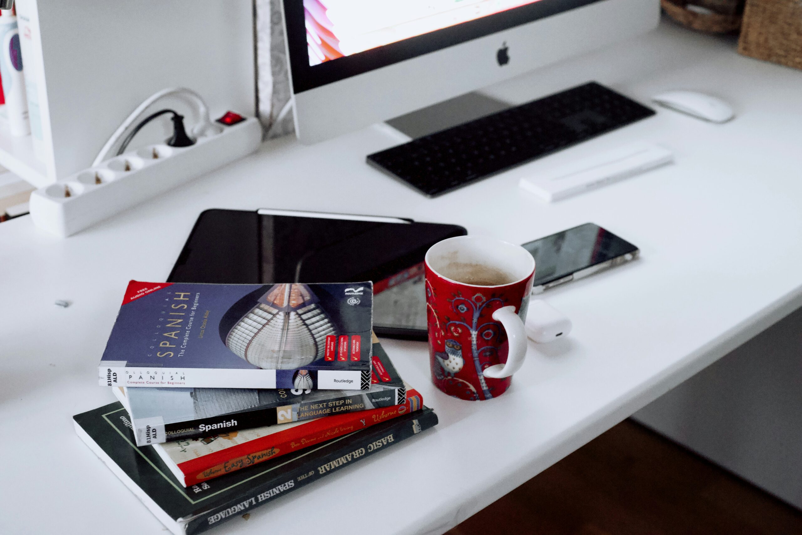 Spanish books on the desk